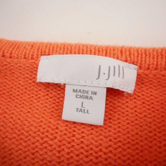 J Jill Women's Size L Tall Sweater Round Neck Long Sleeve Pumpkin Orange - Picture 5 of 8